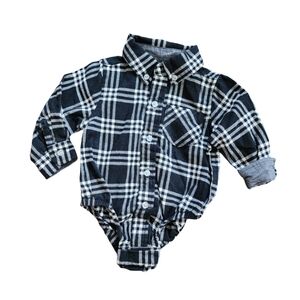 Black Plaid Flannel Shirt Onesie, Kid's 3-6M